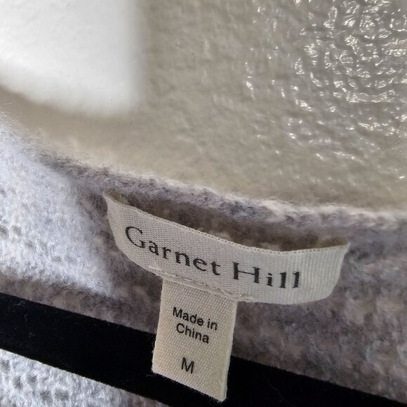 Garnet Hill Size Medium Grey Loose Knit Sweater 100% Cashmere 3/4 Flare Sleeve - Picture 3 of 5